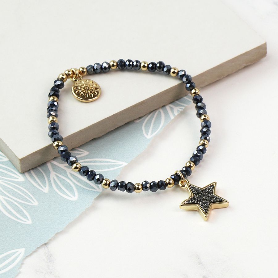 Gold And Black Crystal Star Bracelet