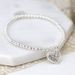 Silver Plated Beaded Bracelet With Heart