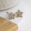 Imitation Gold Crystal Set Star Stud Earrings