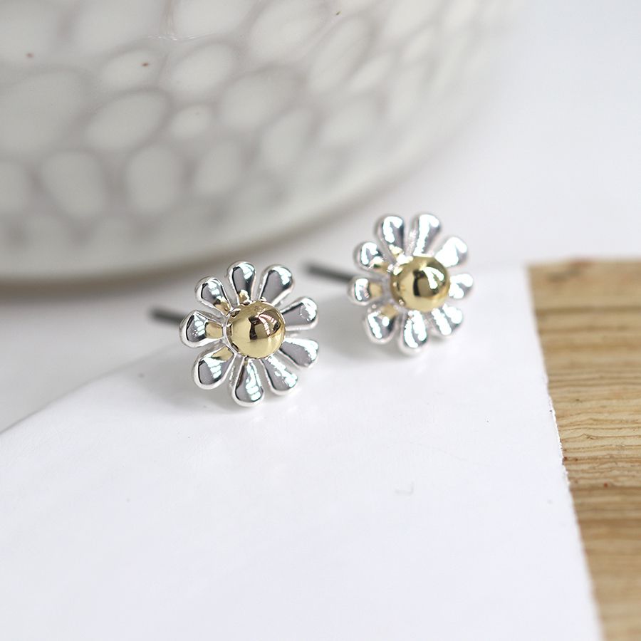 Silver Plated Daisy Stud Earrings