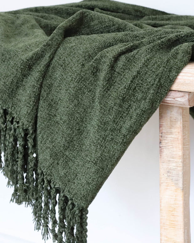 Olive Green Luxury Soft Knitted Throw