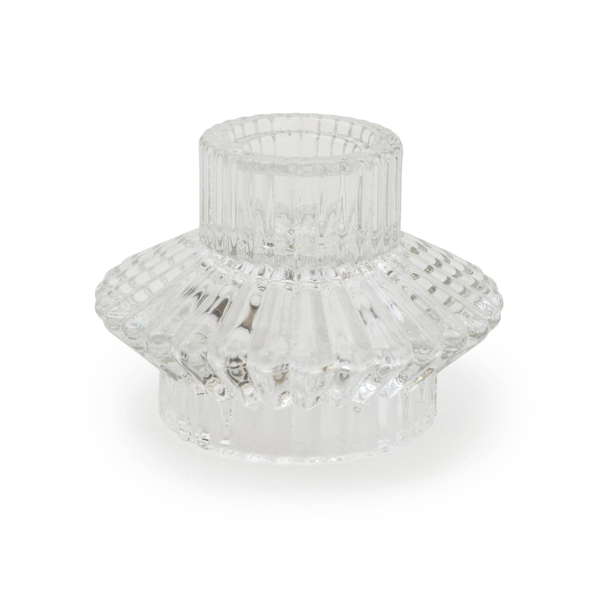 Two Way Glass Tealight Dinner Candle Holder