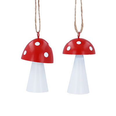 Red & White Metal Toadstool Hanging Decoration