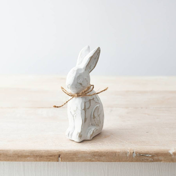 White Sitting Rustic Bunny