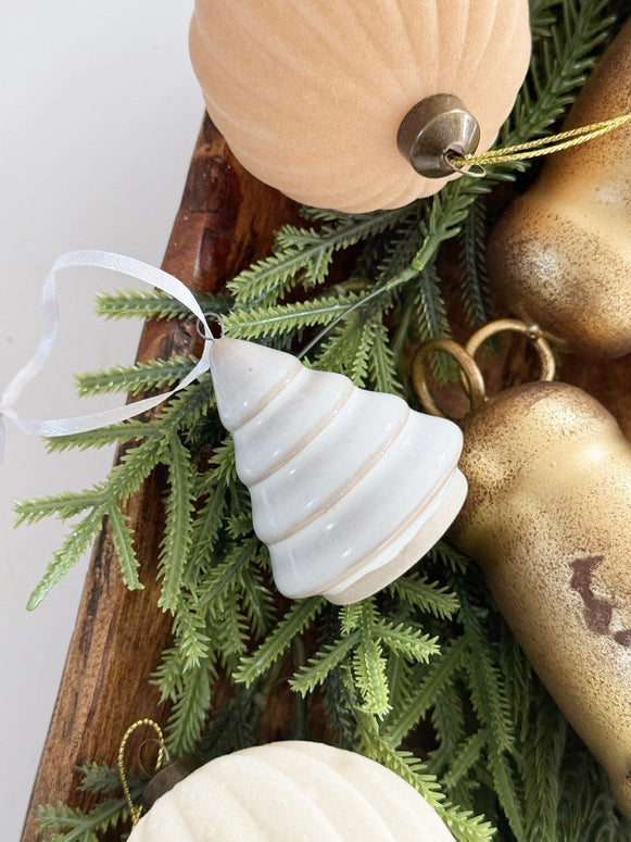 Glazed White Ceramic Hanging Christmas Tree