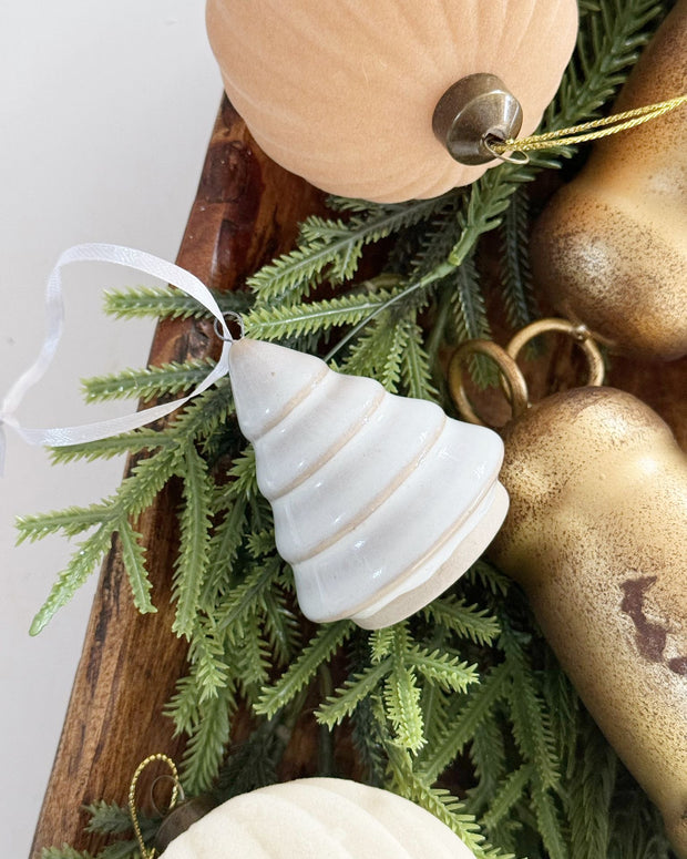 Glazed White Ceramic Hanging Christmas Tree