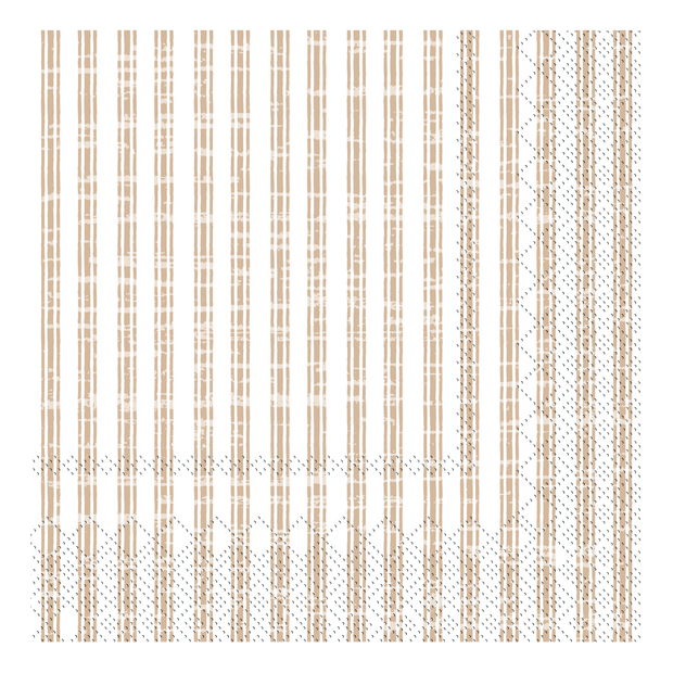 Napkins With Stripes - Linen Beige And White