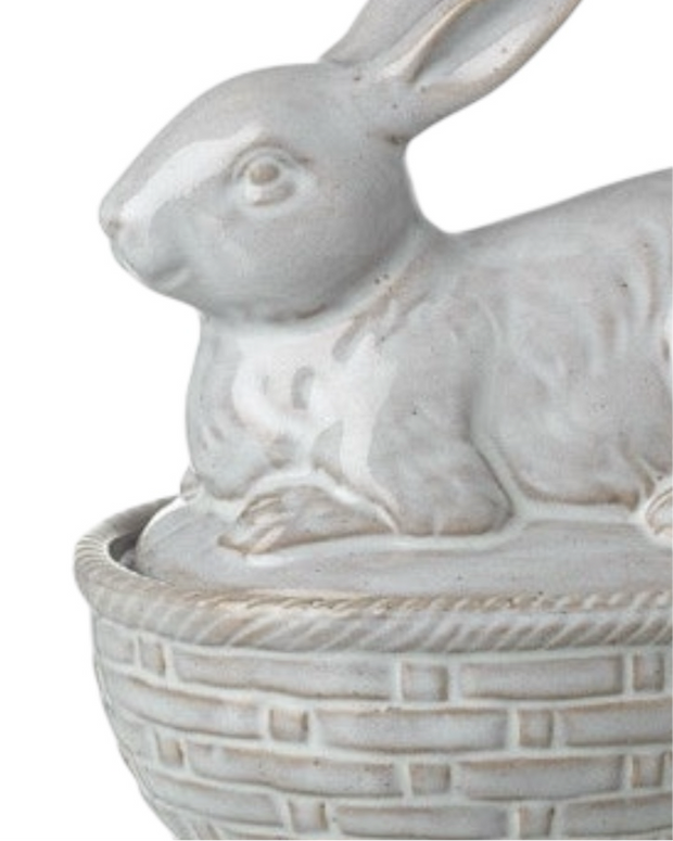 Porcelain Bunny Rabbit In Basket