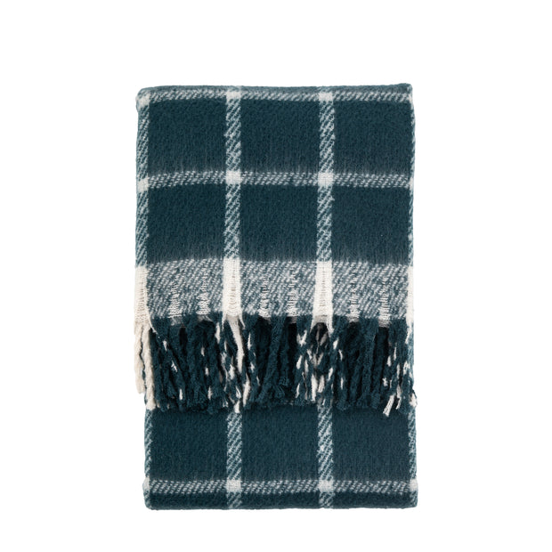 Blue Poly Mohair Check Throw Blue