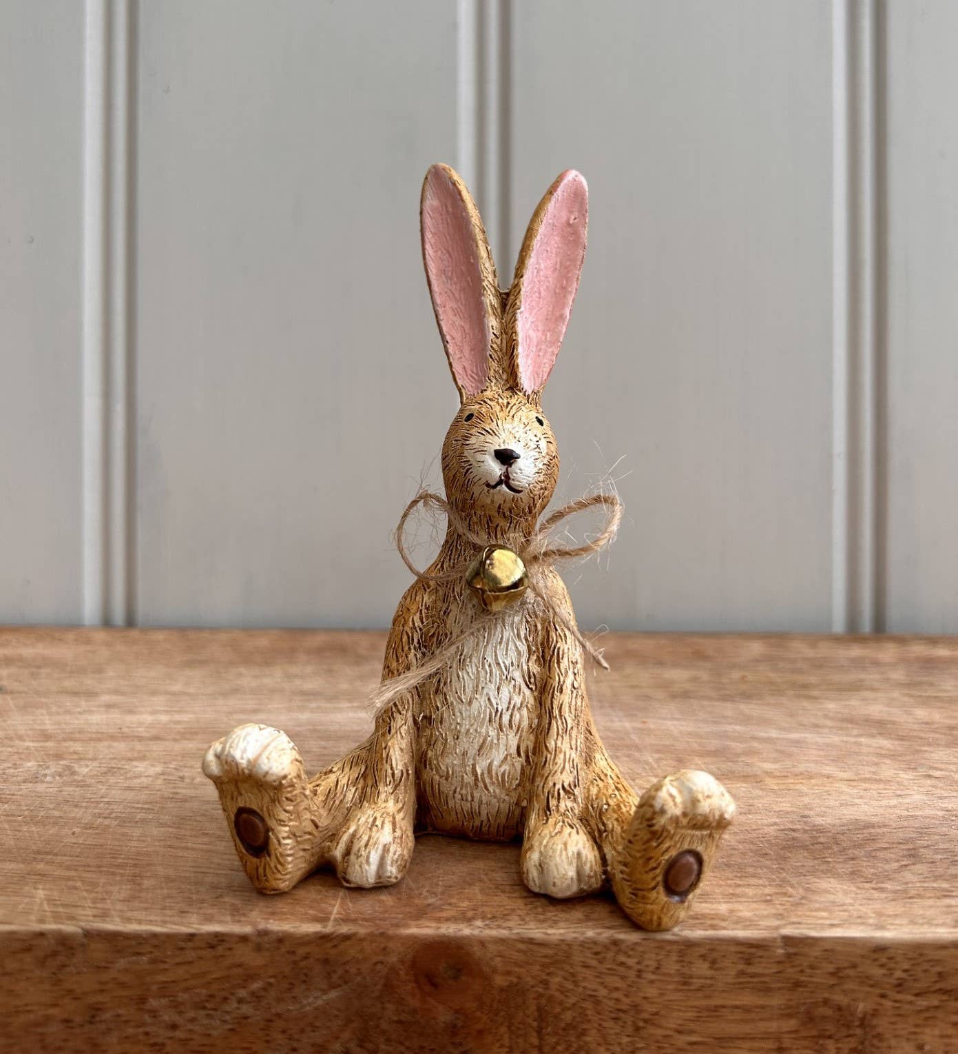 Sitting Resin Rabbit Figurine 12cm - Natural