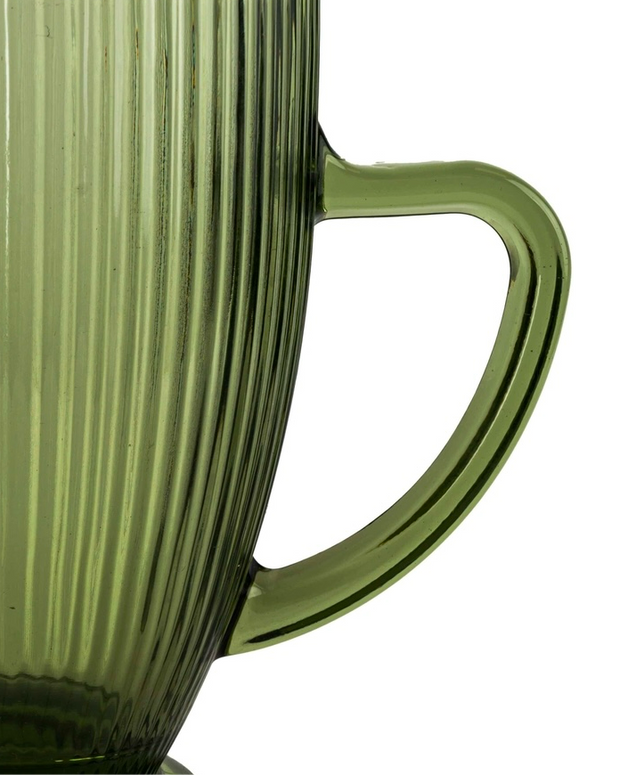 Large Ridged Glass Jug - Green