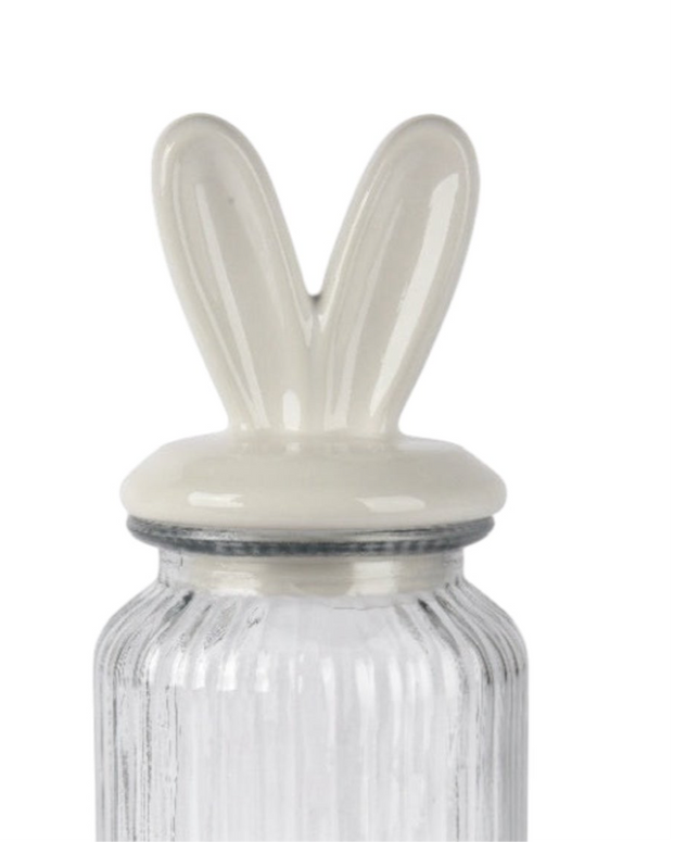 Glass Storage Jar With Bunny Rabbit Ears