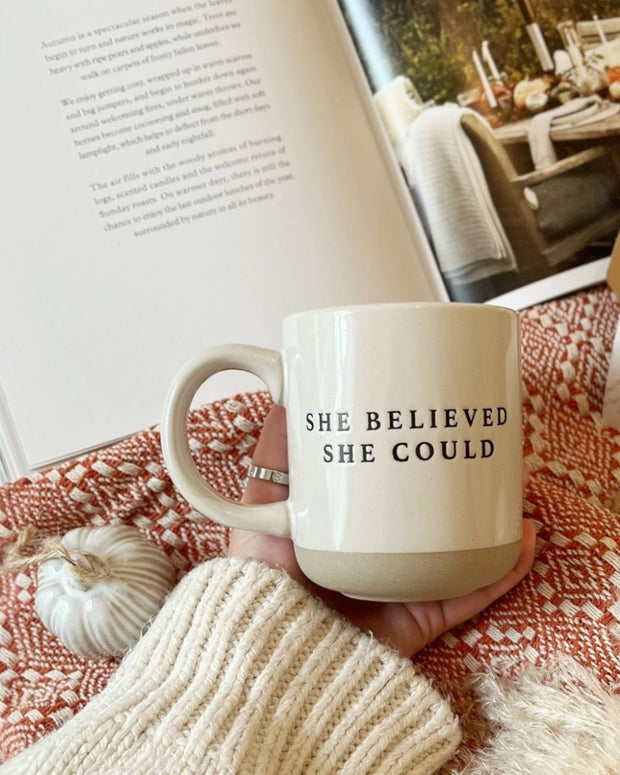 Sweet Water Decor - Cream Glazed Ceramic Mug - She Believed She Could