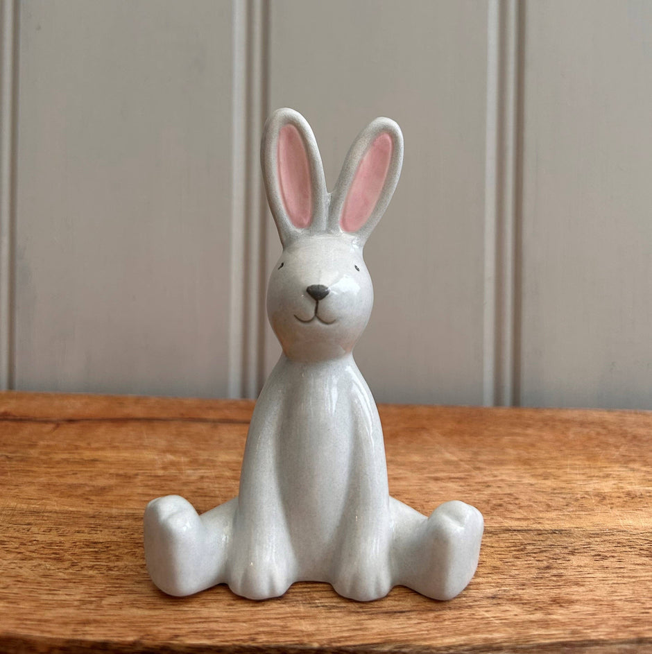 White Porcelain Sitting Rabbit Ornament 8.5cm