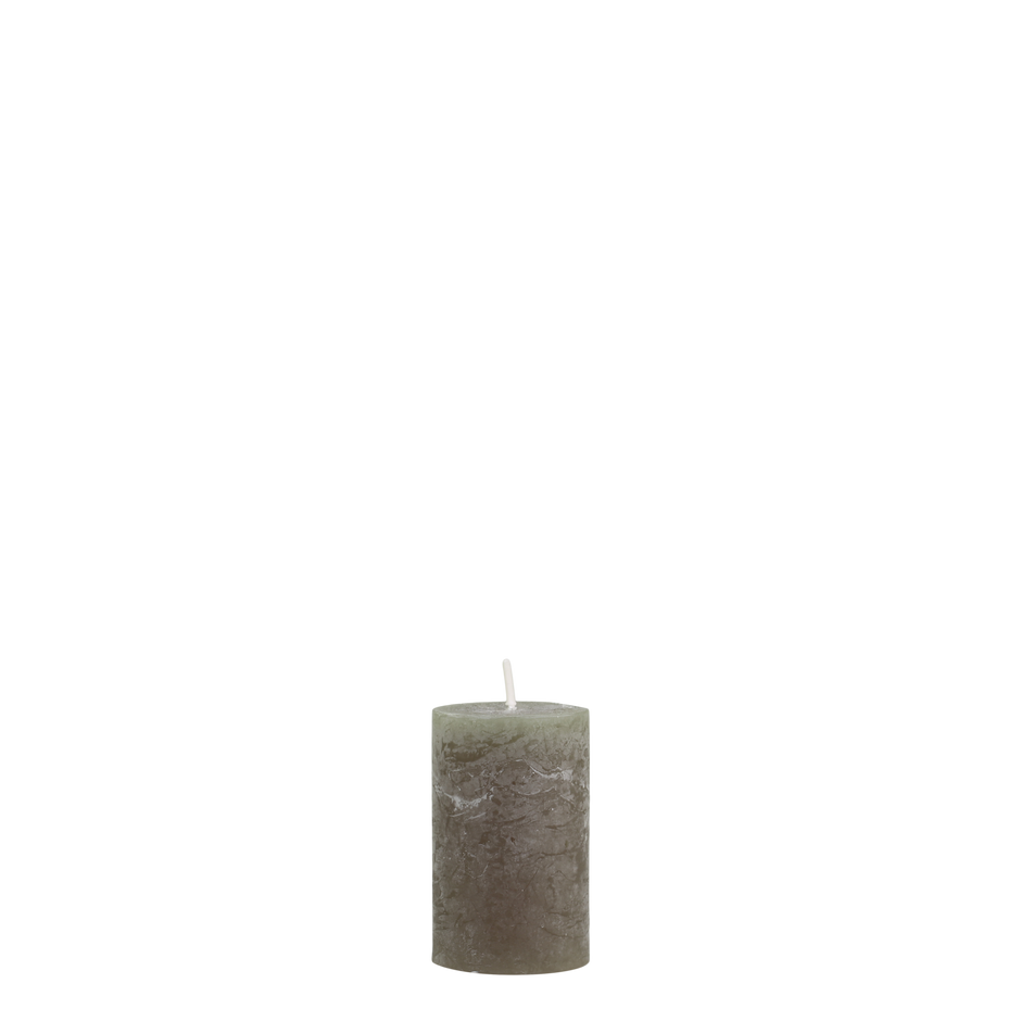 Rustic Pillar Candle - Olive Green