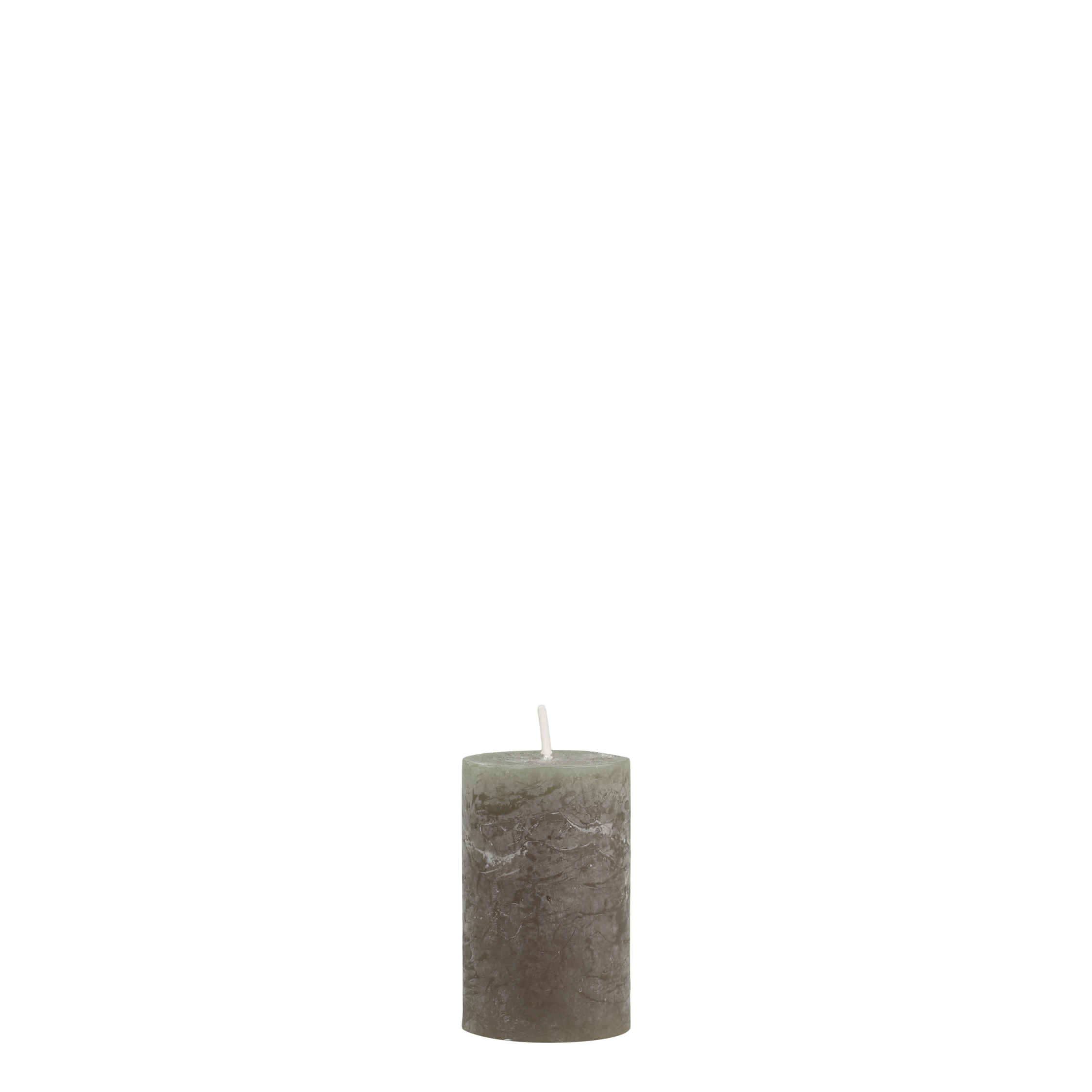 Rustic Pillar Candle - Olive Green