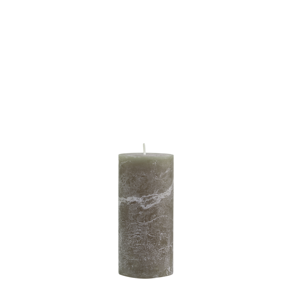 Rustic Pillar Candle - Olive Green