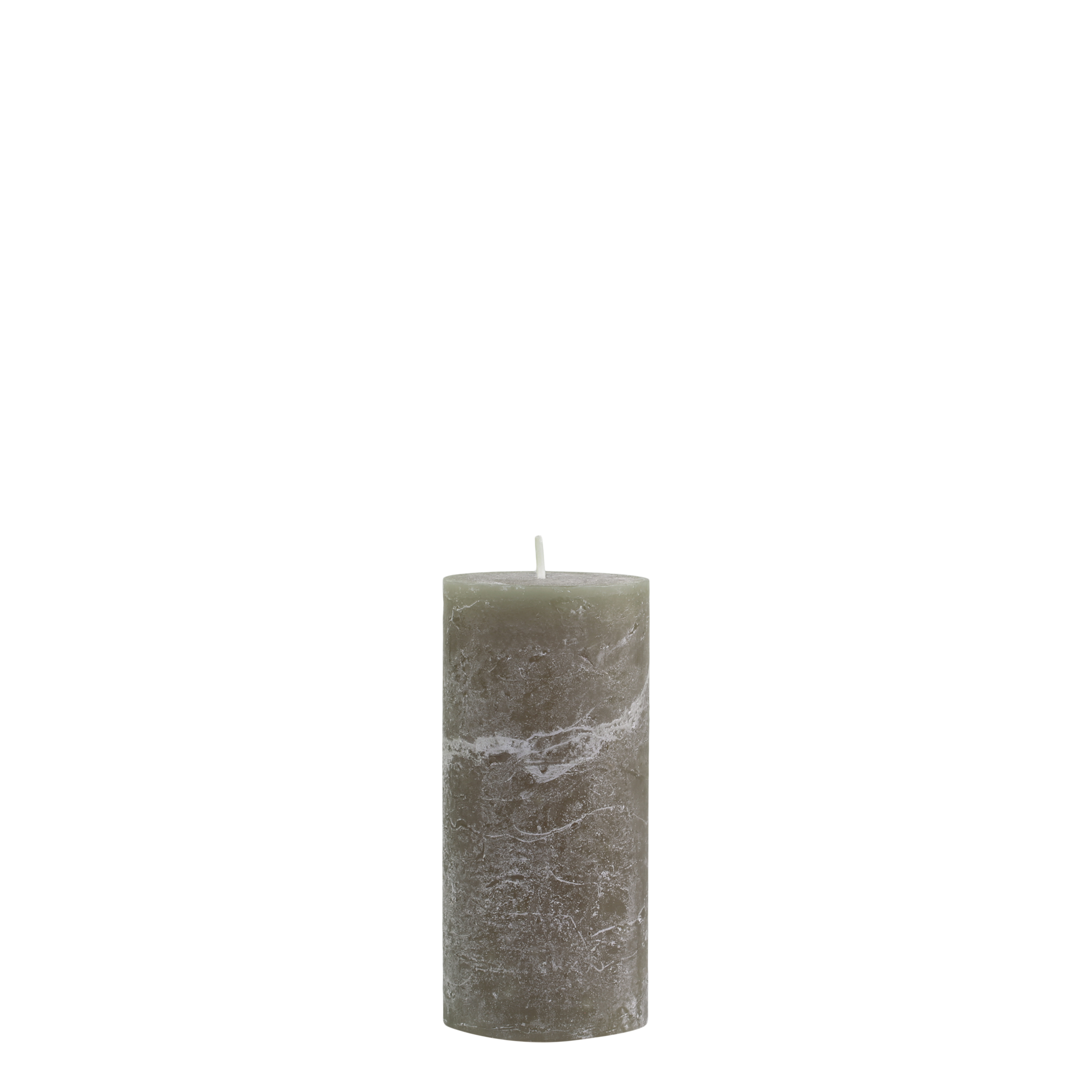 Rustic Pillar Candle - Olive Green