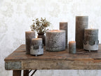 Rustic Pillar Candle - Olive Green