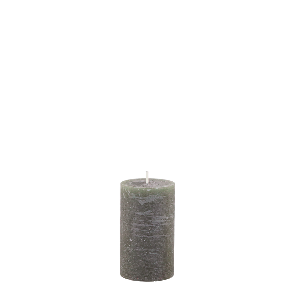 Rustic Pillar Candle - Olive Green