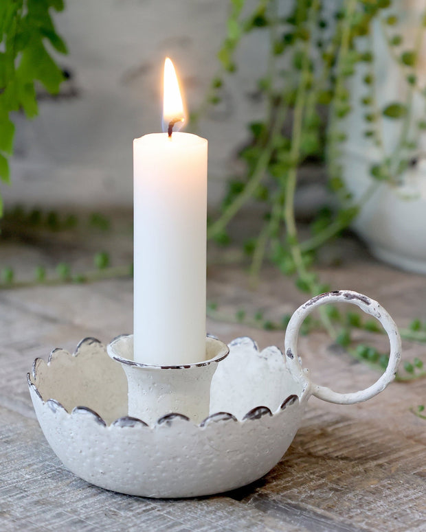 Antique Cream Short Dinner Candle Holder