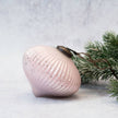 Alba Pink Ribbed Glass Christmas Bauble - Large Onion