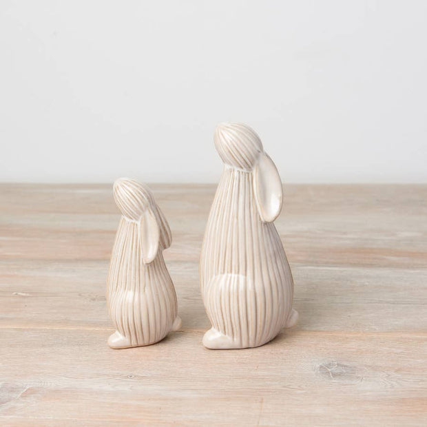 Natural Glazed Ribbed Stargazing Bunny