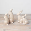 Natural Glazed Ribbed Sitting Bunny