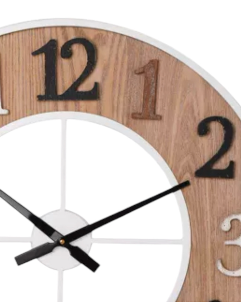 Wood And Metal Dial Wall Clock