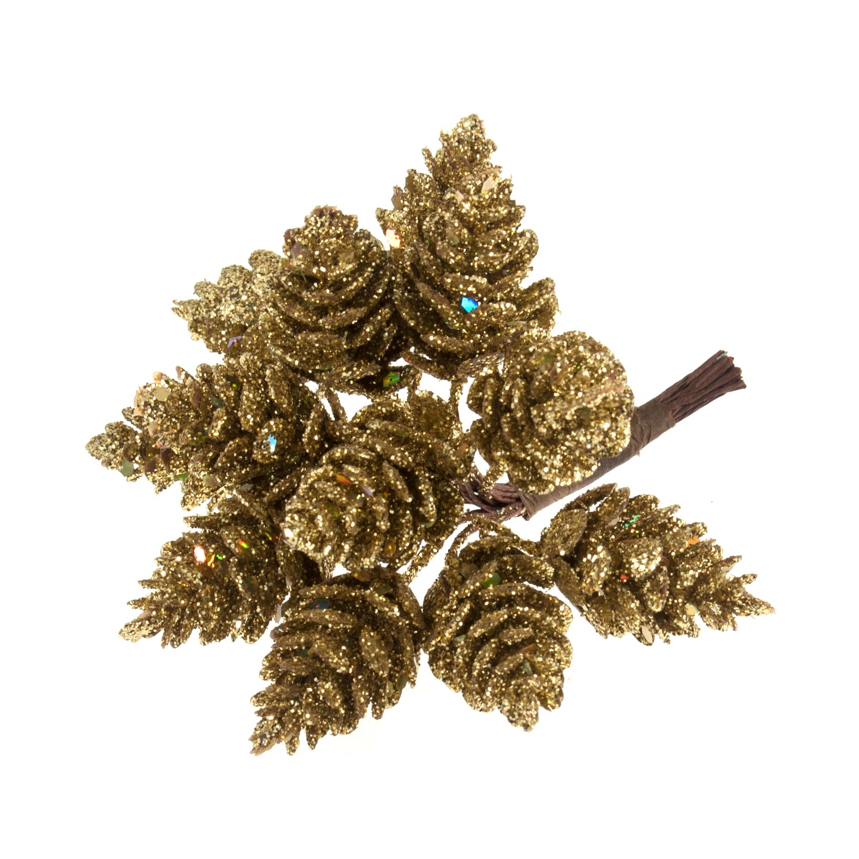 Faux Foliage - Gold Glitter Pine Cone Pick