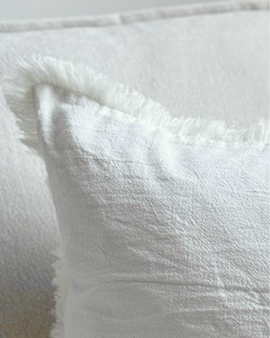 Cream Freyed Edge Cushion Cover