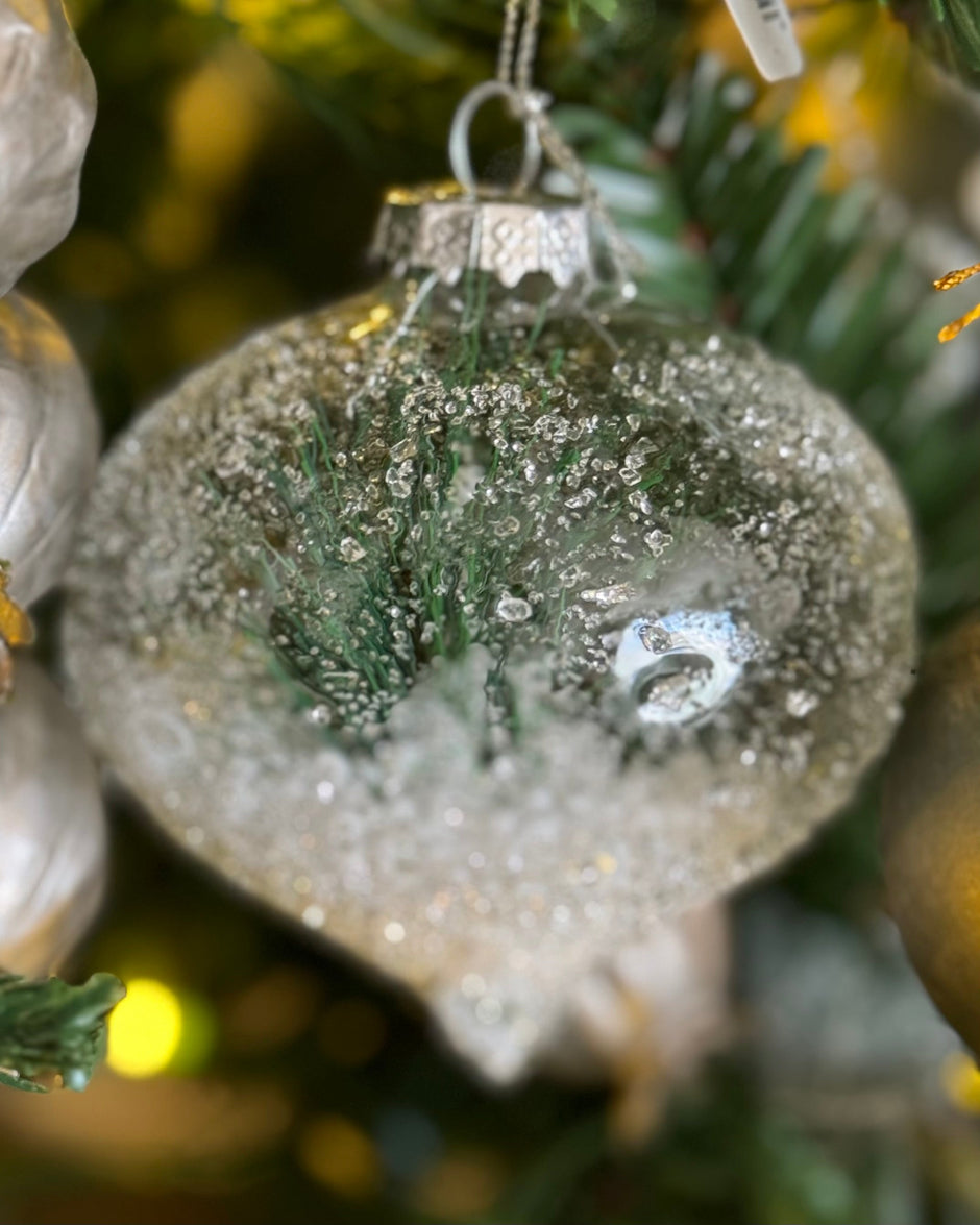 Glass Frosted Foliage Bauble