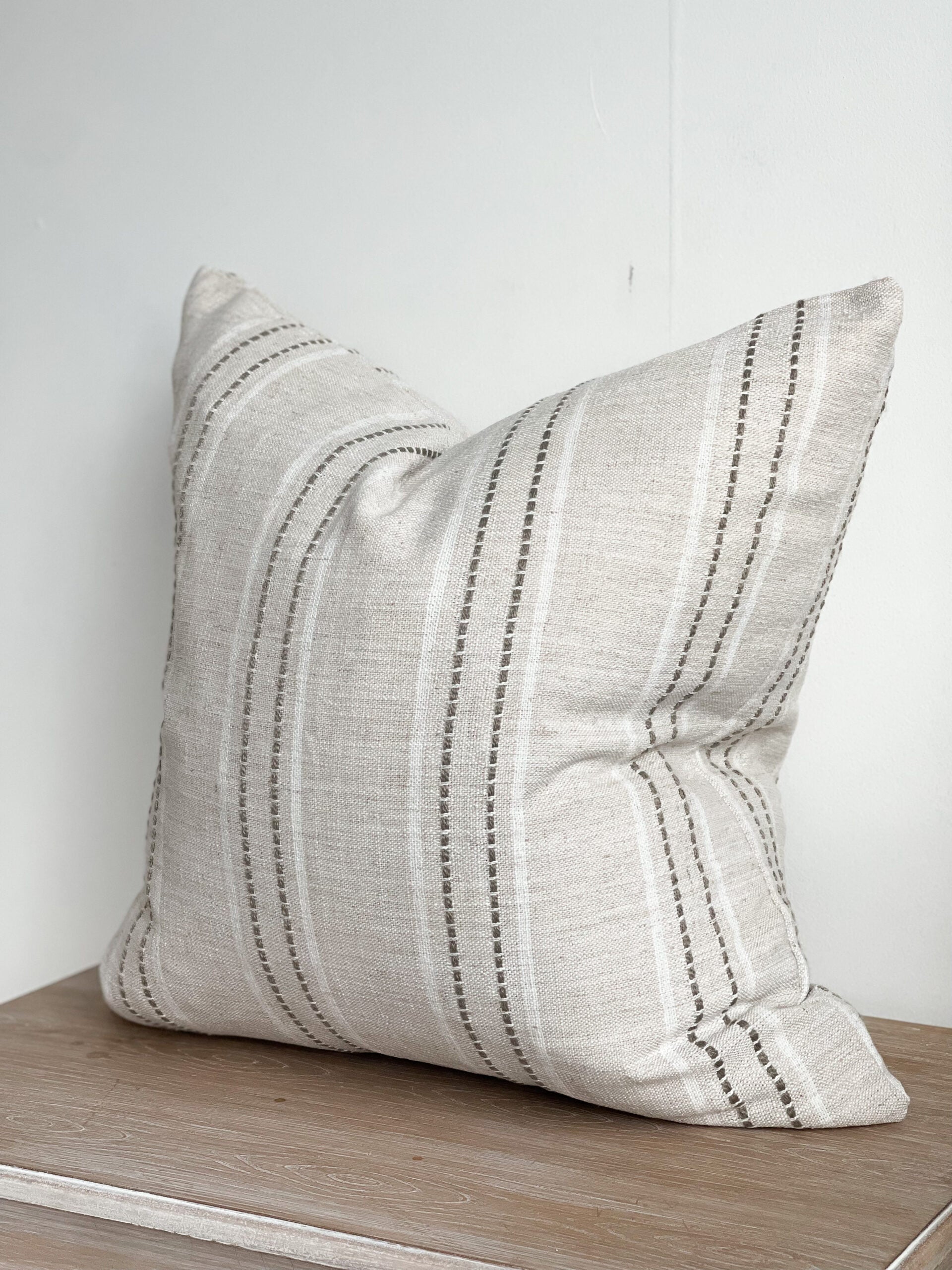 Ella Neutral Beige Stripe Cushion Cover - 45cm x 45cm