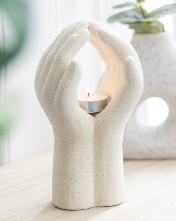 Neutral Praying Hands Tealight Holder