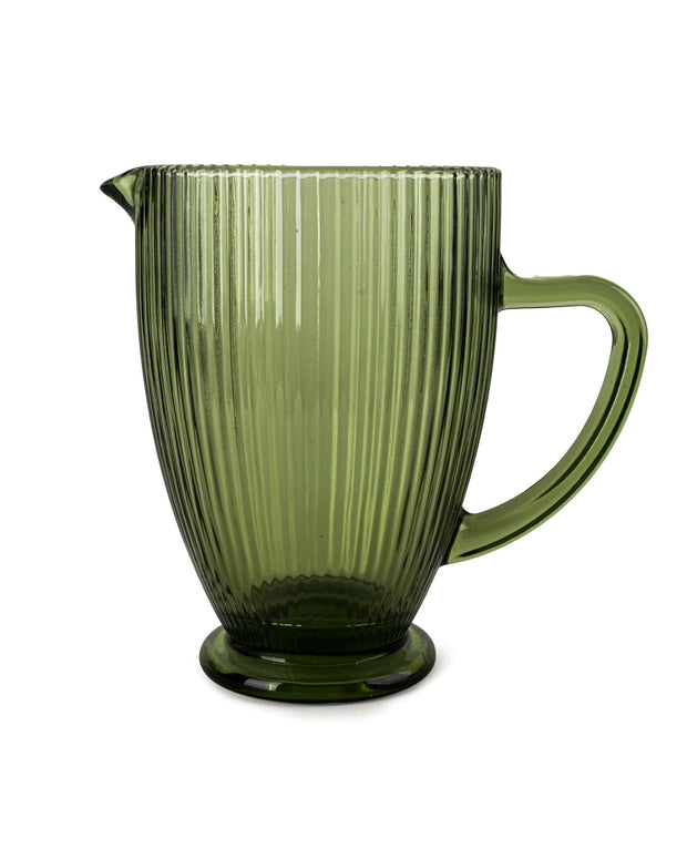 Large Ridged Glass Jug - Green