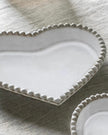 White Beaded Heart Candle Plate - Set of Three