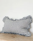 Hallie Navy Blue And White Pinstripe Luxury Cotton Blend Cushion Cover - 50cm x 30cm