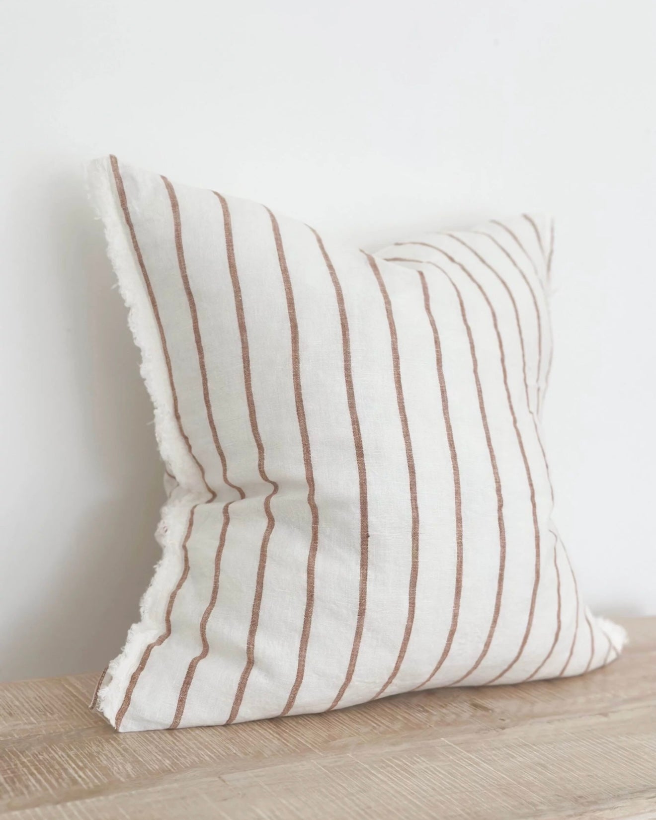 Esmee Clay Brown Amd White Stripe Print Cushion Cover - 45cm x 45cm