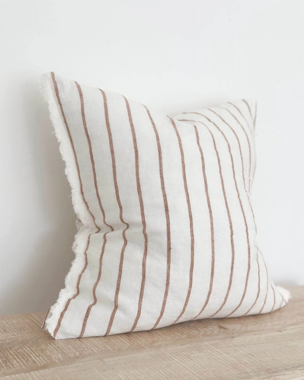 Esmee Clay Brown Amd White Stripe Print Cushion Cover - 45cm x 45cm