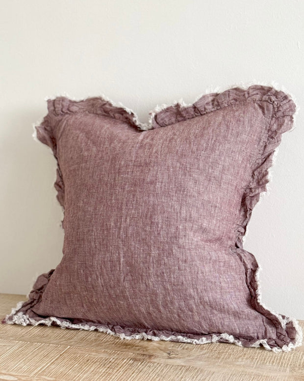 Hallie Plum Burgundy Washed Linen Cushion Cover 45cm x 45cm