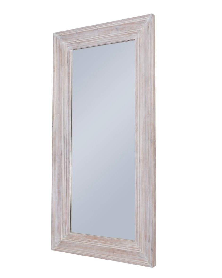 Harewood Extra Large Washed Wood Rectangle Window Framed Mirror