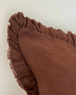 Hallie Dark Brown Ruffle Linen Blend Cushion Cover - 45cm x 45cm