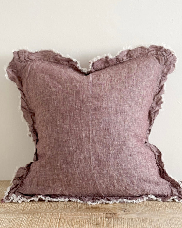 Hallie Plum Burgundy Washed Linen Cushion Cover 45cm x 45cm