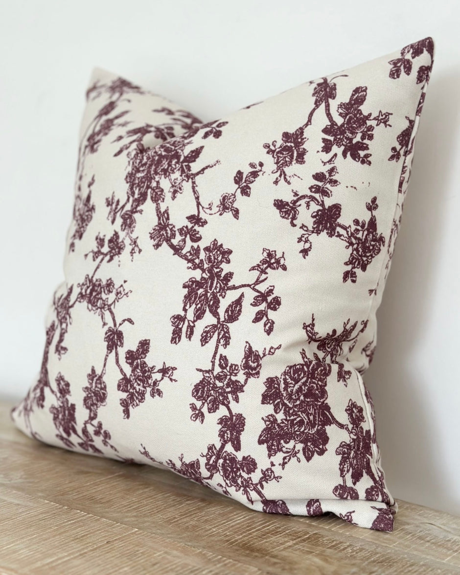 Aria Plum Burgundy Cotton Cushion Cover 45cm x 45cm