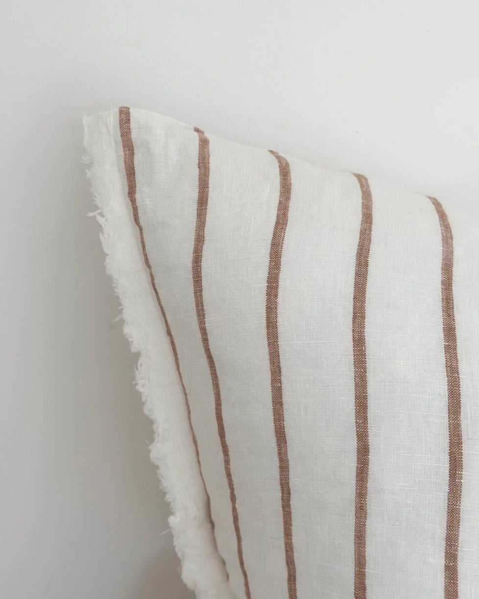 Esmee Clay Brown Amd White Stripe Print Cushion Cover - 45cm x 45cm