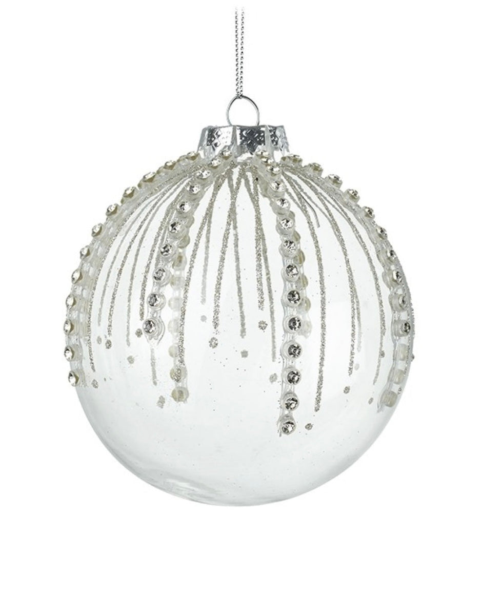 Large Clear & Diamante Glass Bauble