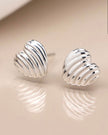 Sterling Silver Heart Wave Texture Studs