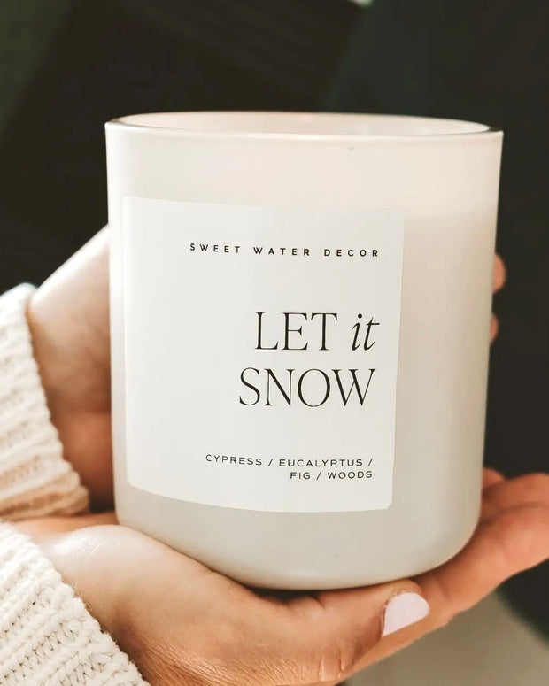 Sweet Water Decor - Natural Matte Large Glass Candle Jar - Let It Snow