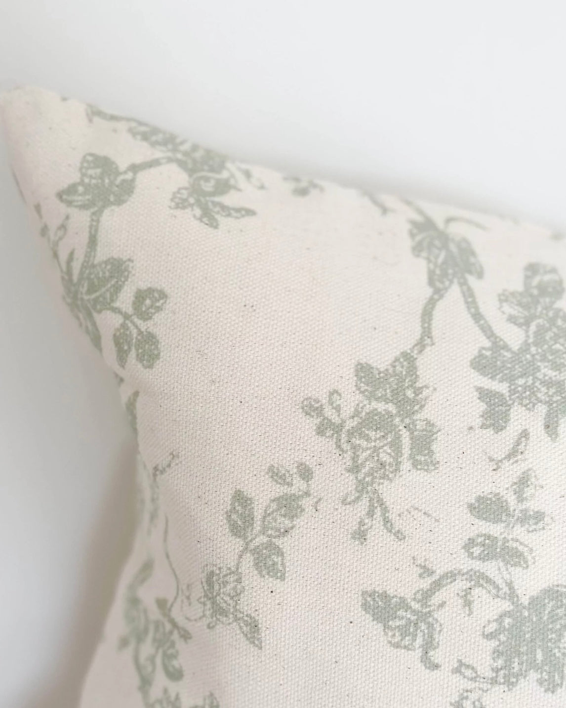 Aria Sage Green Country Print Luxury Cotton Cushion Cover - 50cm x 30cm