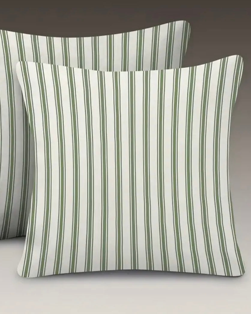 Olive Green Pinstripe Cushion Cover